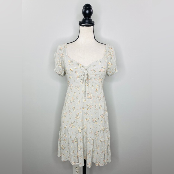 Hippie Rose Dresses & Skirts - Hippie Rose Green Puff Sleeve Floral Cottage Core Mini Dress